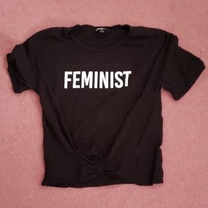 Feminist black tie up t shirt project runway